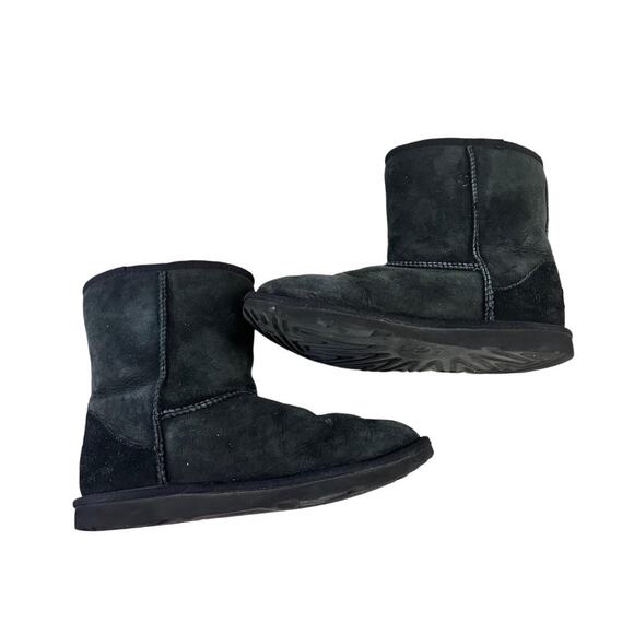 Women Black Ugg Mini Fur Boots Size 6 - Picture 1 of 5